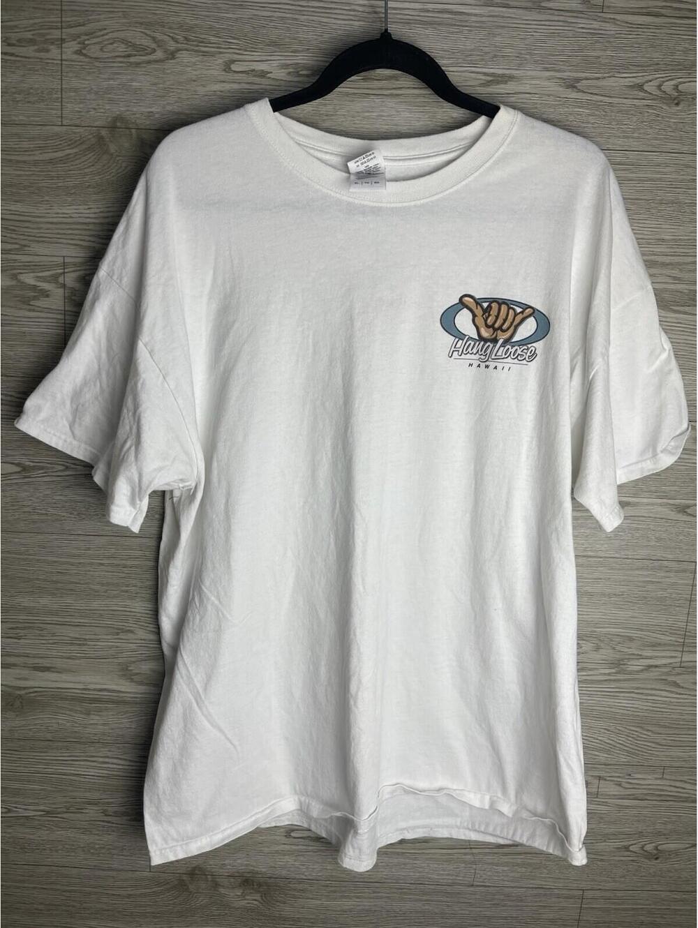 Vintage Hang Loose Shirt Mens XL White Maui Hawaii Y2K Surfer
